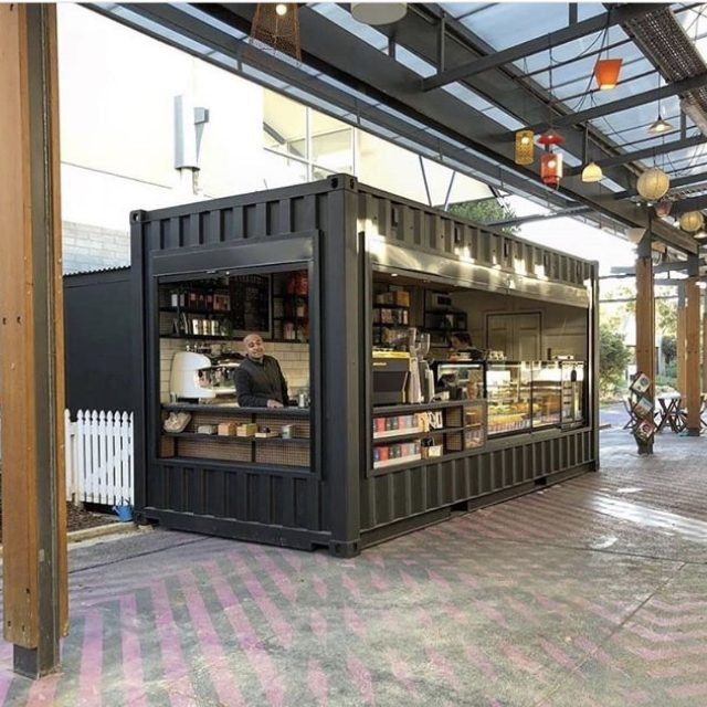 beatiful coffee shop made from 20ft shipping container