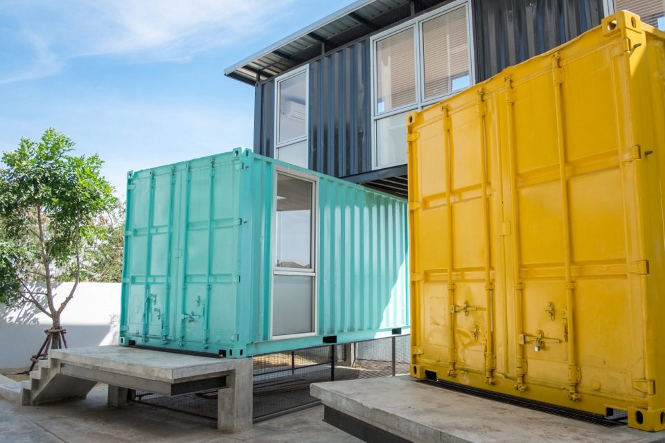 beatiful shipping container home made from 3 shipping containers