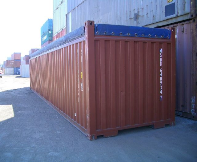 a red container with blue cover over the top